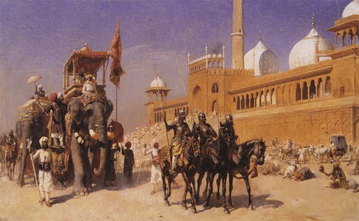 Great Mogul and his Court Returning from the Great Mosque at Delhi, India, Edwin Lord Weeks